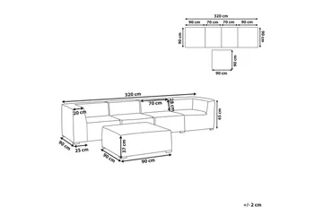 Soffa med fotpall Arezzo Grå/svart - Grå/svart - Utemöbler & utemiljö - Loungemöbler - Loungesoffor
