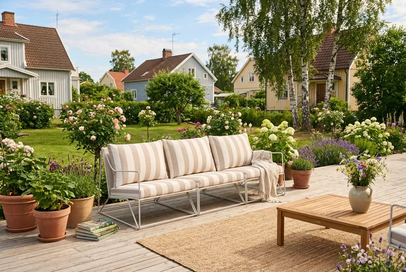 Usteryd 3 sits Loungesoffa - Beige/Striped - Utemöbler & utemiljö - Loungemöbler - Loungesoffor