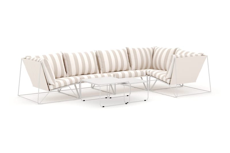 Usteryd utomhus hörnsoffa 5-sits vändbar, Beige/Striped