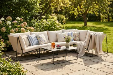 Usteryd utomhus hörnsoffa 5-sits vändbar - Svart/Beige - Utemöbler & utemiljö - Loungemöbler - Loungeset & loungegrupp