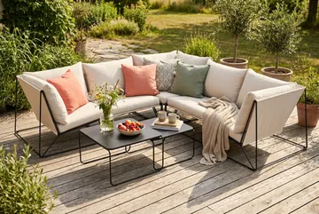 Usteryd utomhus hörnsoffa 5-sits vändbar - Svart/Beige - Utemöbler & utemiljö - Loungemöbler - Loungeset & loungegrupp