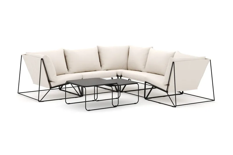 Usteryd utomhus hörnsoffa 5-sits vändbar, Svart/Beige