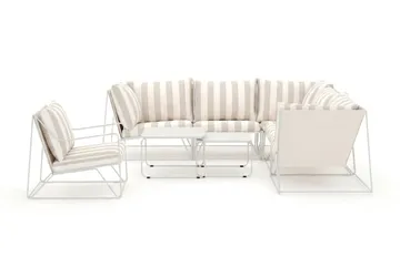 Usteryd utomhus hörnsoffa 6-sits vändbar med fåtölj - Beige/Striped - Utemöbler & utemiljö - Loungemöbler - Loungeset & loungegrupp