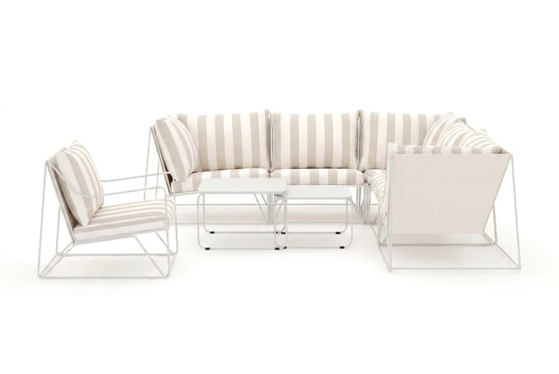 Usteryd utomhus hörnsoffa 6-sits vändbar med fåtölj - Beige/Striped - Utemöbler & utemiljö - Loungemöbler - Loungeset & loungegrupp
