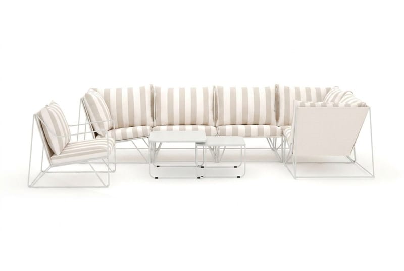 Usteryd utomhus hörnsoffa 6-sits vändbar med fåtölj - Beige/Striped - Utemöbler & utemiljö - Loungemöbler - Loungeset & loungegrupp