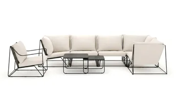 Usteryd utomhus hörnsoffa 6-sits vändbar med fåtölj - Svart/Beige - Utemöbler & utemiljö - Loungemöbler - Loungeset & loungegrupp