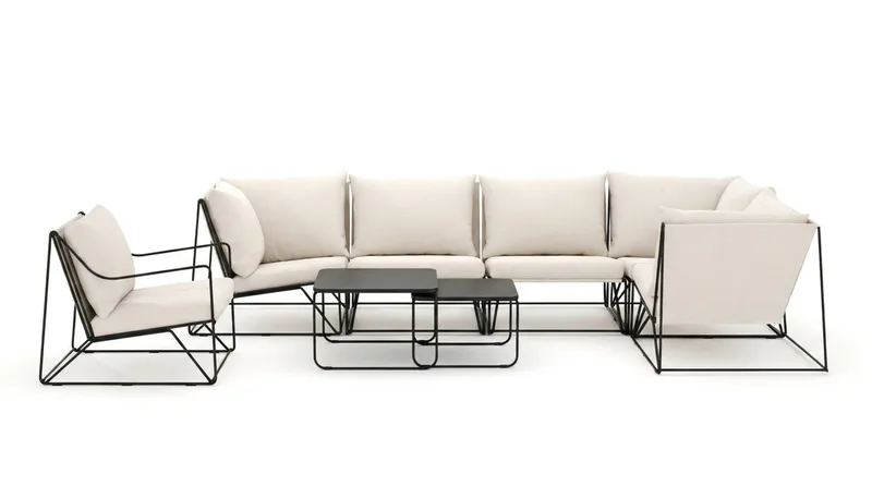 Usteryd utomhus hörnsoffa 6-sits vändbar med fåtölj - Svart/Beige - Utemöbler & utemiljö - Loungemöbler - Loungeset & loungegrupp