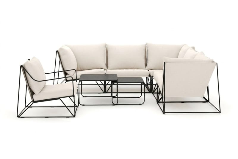 Usteryd utomhus hörnsoffa 6-sits vändbar med fåtölj - Svart/Beige - Utemöbler & utemiljö - Loungemöbler - Loungeset & loungegrupp