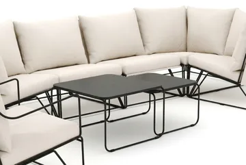 Usteryd utomhus hörnsoffa 6-sits vändbar med fåtölj - Svart/Beige - Utemöbler & utemiljö - Loungemöbler - Loungeset & loungegrupp