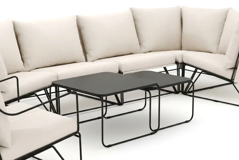 Usteryd utomhus hörnsoffa 6-sits vändbar med fåtölj - Svart/Beige - Utemöbler & utemiljö - Loungemöbler - Loungeset & loungegrupp