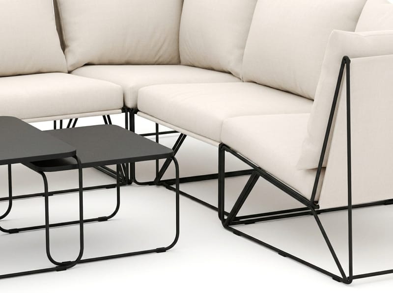 Usteryd utomhus hörnsoffa 6-sits vändbar med fåtölj - Svart/Beige - Utemöbler & utemiljö - Loungemöbler - Loungeset & loungegrupp