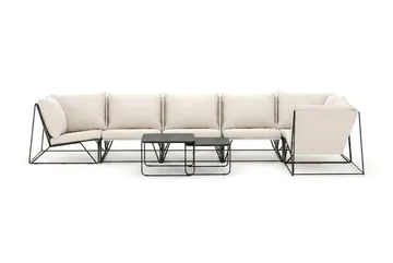 Usteryd utomhus hörnsoffa 6-sits vändbar - Svart/Beige - Utemöbler & utemiljö - Loungemöbler - Loungeset & loungegrupp