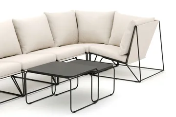 Usteryd utomhus hörnsoffa 6-sits vändbar - Svart/Beige - Utemöbler & utemilj ö - Loungemöbler - Loungeset & loungegrupp