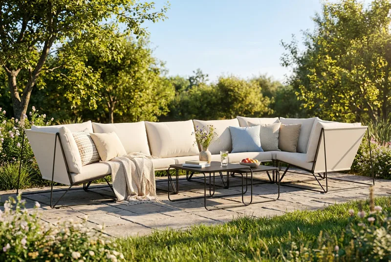 Usteryd utomhus hörnsoffa 6-sits vändbar - Svart/Beige - Utemöbler & utemiljö - Loungemöbler - Loungeset & loungegrupp