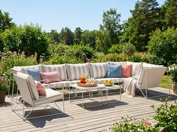 Usteryd utomhus hörnsoffa 7-sits vändbar med fåtölj - Beige/Striped - Utemöbler & utemiljö - Loungemöbler - Loungeset & loungegrupp