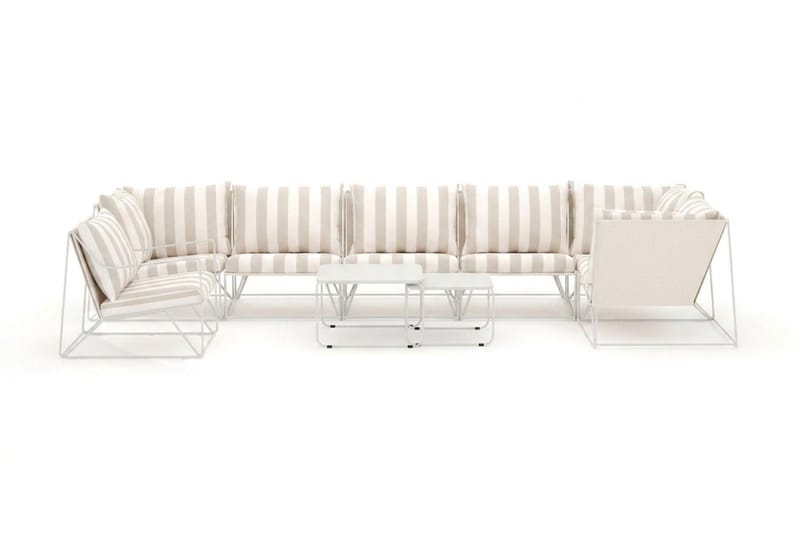 Usteryd utomhus hörnsoffa 7-sits vändbar med fåtölj - Beige/Striped - Utemöbler & utemiljö - Loungemöbler - Loungeset & loungegrupp