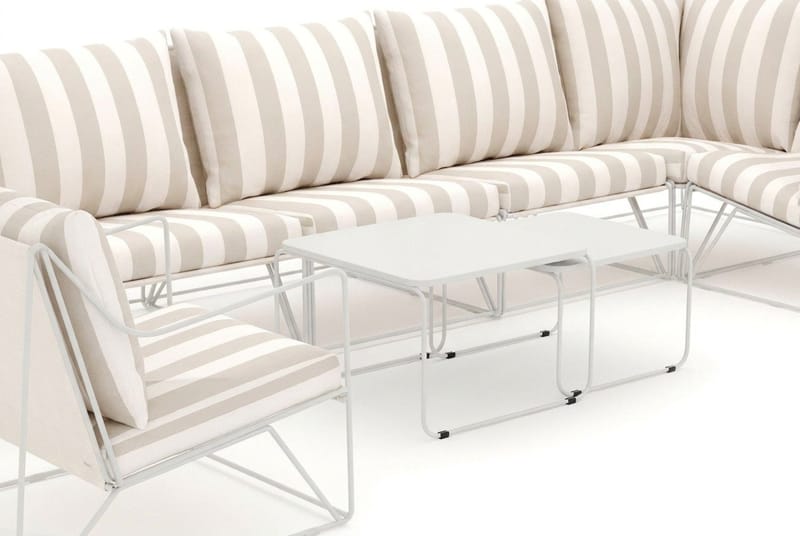 Usteryd utomhus hörnsoffa 7-sits vändbar med fåtölj - Beige/Striped - Utemöbler & utemiljö - Loungemöbler - Loungeset & loungegrupp