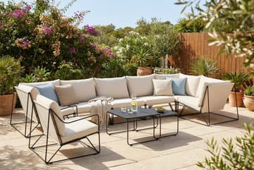 Usteryd utomhus hörnsoffa 7-sits vändbar med fåtölj - Svart/Beige - Utemöbler & utemiljö - Loungemöbler - Loungeset & loungegrupp
