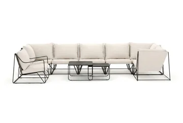 Usteryd utomhus hörnsoffa 7-sits vändbar med fåtölj - Svart/Beige - Utemöbler & utemiljö - Loungemöbler - Loungeset & loungegrupp