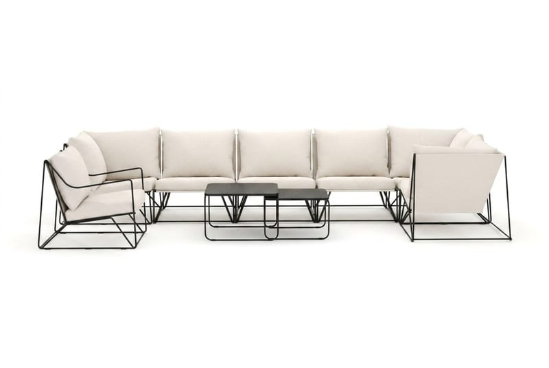 Usteryd utomhus hörnsoffa 7-sits vändbar med fåtölj - Svart/Beige - Utemöbler & utemiljö - Loungemöbler - Loungeset & loungegrupp