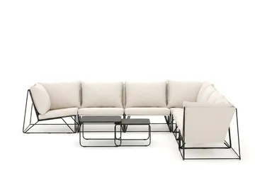 Usteryd utomhus hörnsoffa 7-sits vändbar - Svart/Beige - Utemöbler & utemiljö - Loungemöbler - Loungeset & loungegrupp