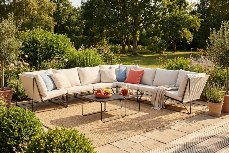 Usteryd utomhus hörnsoffa 7-sits vändbar - Svart/Beige - Utemöbler & utemiljö - Loungemöbler - Loungeset & loungegrupp