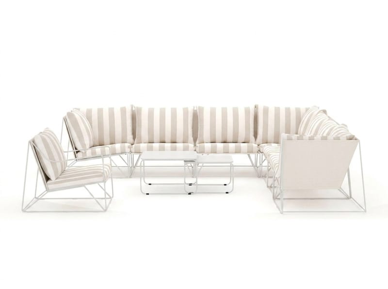 Usteryd utomhus hörnsoffa 8-sits vändbar med fåtölj - Beige/Striped - Utemöbler & utemiljö - Loungemöbler - Loungeset & loungegrupp