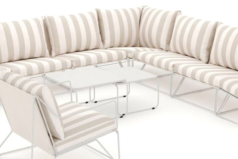 Usteryd utomhus hörnsoffa 8-sits vändbar med fåtölj - Beige/Striped - Utemöbler & utemiljö - Loungemöbler - Loungeset & loungegrupp