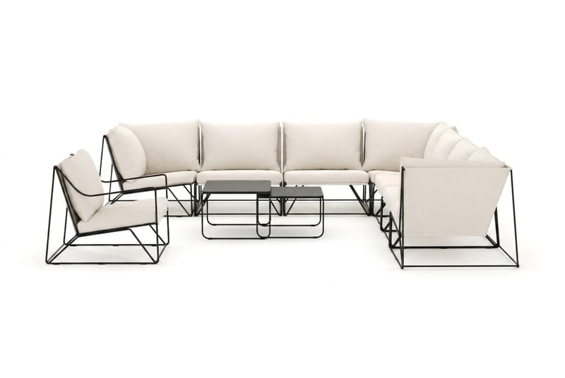 Usteryd utomhus hörnsoffa 8-sits vändbar med fåtölj - Svart/Beige - Utemöbler & utemiljö - Loungemöbler - Loungeset & loungegrupp