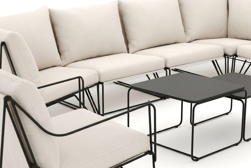 Usteryd utomhus hörnsoffa 8-sits vändbar med fåtölj - Svart/Beige - Utemöbler & utemiljö - Loungemöbler - Loungeset & loungegrupp