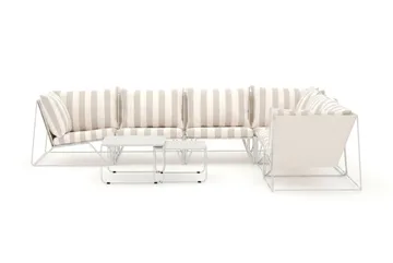 Usteryd utomhus L-soffa 6-sits vändbar - Beige/Striped - Utemöbler & utemiljö - Loungemöbler - Loungeset & loungegrupp
