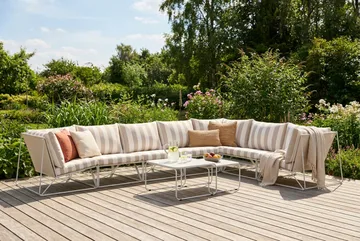 Usteryd utomhus L-soffa 7-sits vändbar - Beige/Striped - Utemöbler & utemiljö - Loungemöbler - Loungeset & loungegrupp