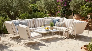 Usteryd utomhus L-soffa 7-sits vändbar med fåtölj - Beige/Striped - Utemöbler & utemiljö - Loungemöbler - Loungeset & loungegrupp