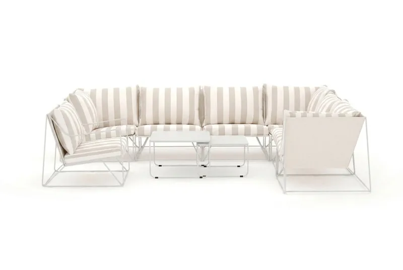 Usteryd utomhus L-soffa 7-sits vändbar med fåtölj - Beige/Striped - Utemöbler & utemiljö - Loungemöbler - Loungeset & loungegrupp