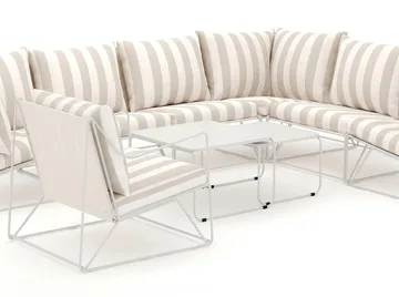 Usteryd utomhus L-soffa 7-sits vändbar med fåtölj - Beige/Striped - Utemöbler & utemiljö - Loungemöbler - Loungeset & loungegrupp