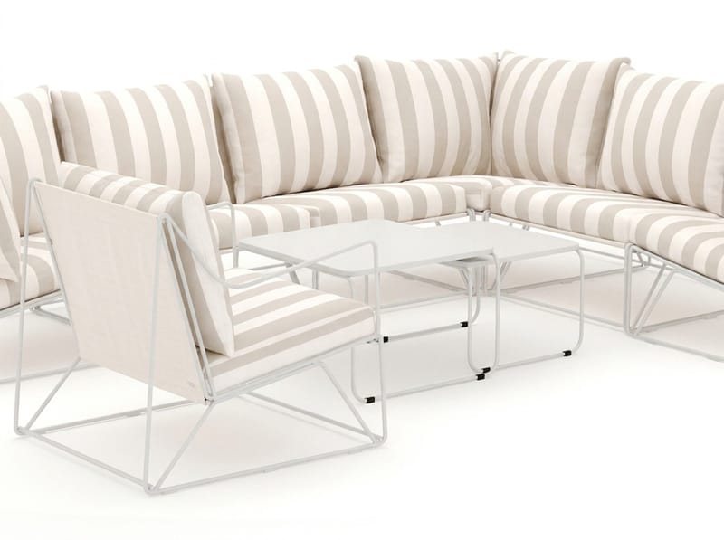Usteryd utomhus L-soffa 7-sits vändbar med fåtölj - Beige/Striped - Utemöbler & utemiljö - Loungemöbler - Loungeset & loungegrupp