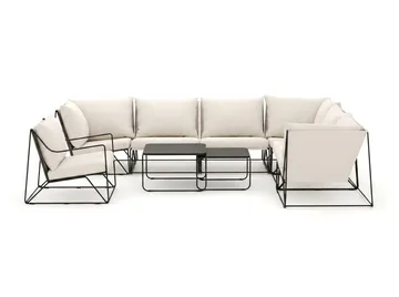 Usteryd utomhus L-soffa 7-sits vändbar med fåtölj - Svart/Beige - Utemöbler & utemiljö - Loungemöbler - Loungeset & loungegrupp