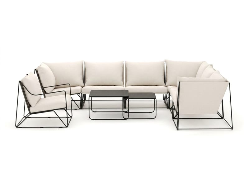 Usteryd utomhus L-soffa 7-sits vändbar med fåtölj - Svart/Beige - Utemöbler & utemiljö - Loungemöbler - Loungeset & loungegrupp
