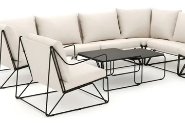 Usteryd utomhus L-soffa 7-sits vändbar med fåtölj - Svart/Beige - Utemöbler & utemiljö - Loungemöbler - Loungeset & loungegrupp