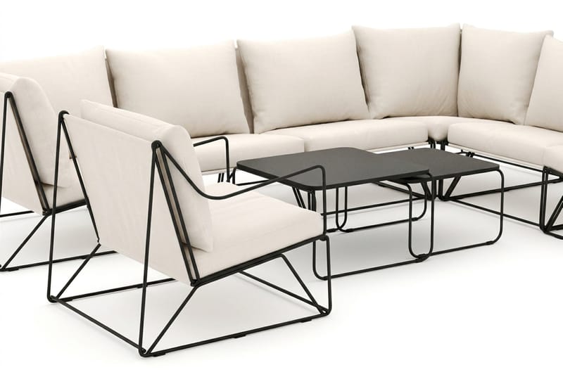Usteryd utomhus L-soffa 7-sits vändbar med fåtölj - Svart/Beige - Utemöbler & utemiljö - Loungemöbler - Loungeset & loungegrupp