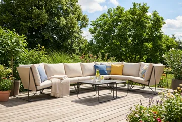 Usteryd utomhus L-soffa 7-sits vändbar - Svart/Beige - Utemöbler & utemiljö - Loungemöbler - Loungeset & loungegrupp