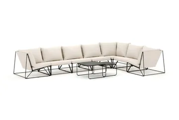 Usteryd utomhus L-soffa 7-sits vändbar - Svart/Beige - Utemöbler & utemiljö - Loungemöbler - Loungeset & loungegrupp