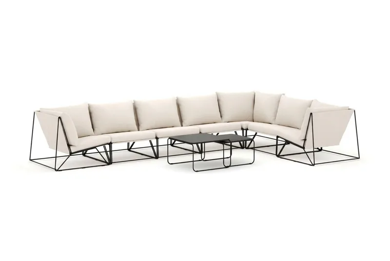 Usteryd utomhus L-soffa 7-sits vändbar - Svart/Beige - Utemöbler & utemiljö - Loungemöbler - Loungeset & loungegrupp