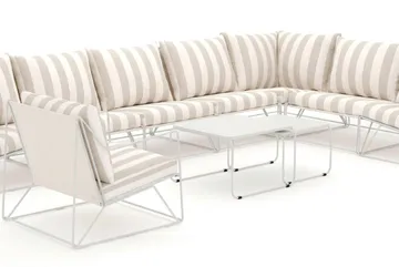 Usteryd utomhus L-soffa 8-sits vändbar med fåtölj - Beige/Striped - Utemöbler & utemiljö - Loungemöbler - Loungeset & loungegrupp