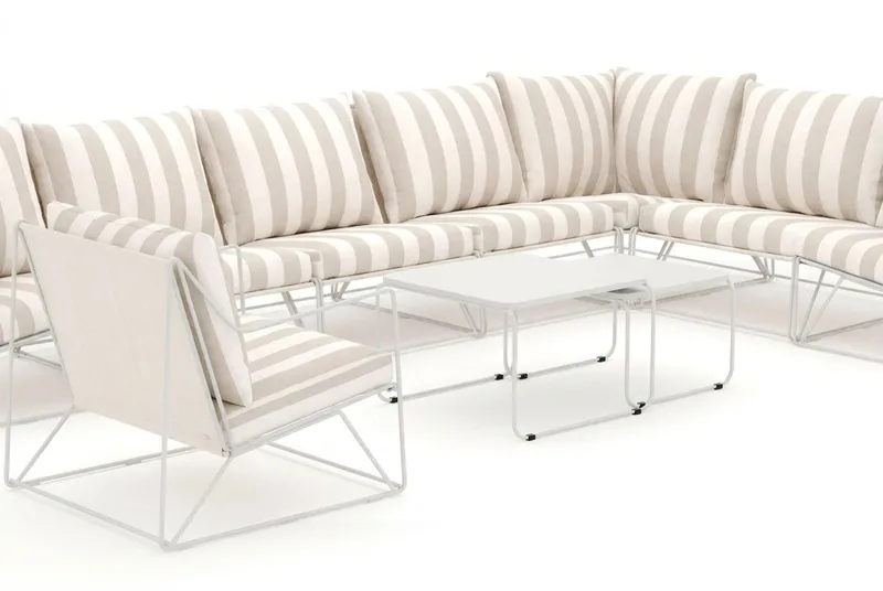 Usteryd utomhus L-soffa 8-sits vändbar med fåtölj - Beige/Striped - Utemöbler & utemiljö - Loungemöbler - Loungeset & loungegrupp
