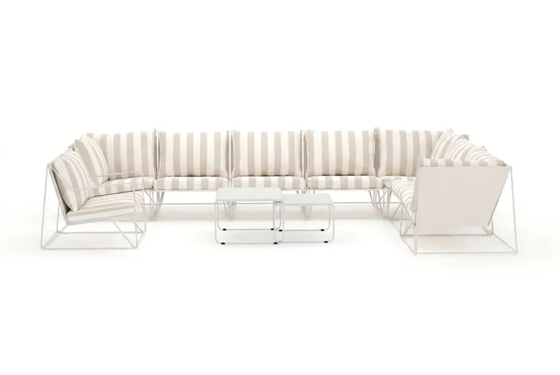 Usteryd utomhus L-soffa 8-sits vändbar med fåtölj - Beige/Striped - Utemöbler & utemiljö - Loungemöbler - Loungeset & loungegrupp