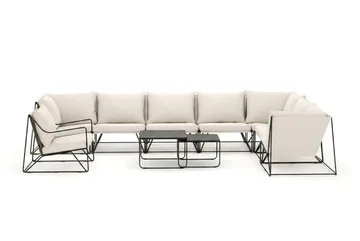Usteryd utomhus L-soffa 8-sits vändbar med fåtölj - Svart/Beige - Utemöbler & utemiljö - Loungemöbler - Loungeset & loungegrupp