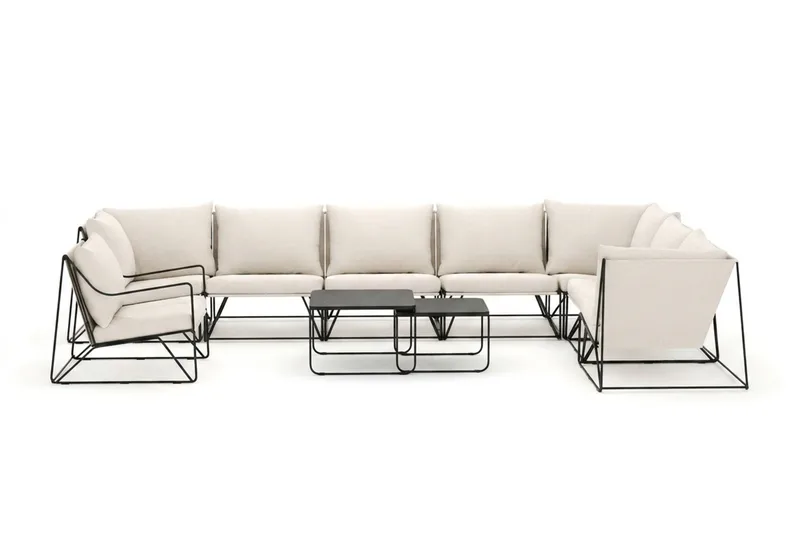 Usteryd utomhus L-soffa 8-sits vändbar med fåtölj - Svart/Beige - Utemöbler & utemiljö - Loungemöbler - Loungeset & loungegrupp