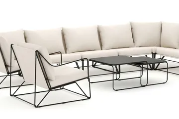 Usteryd utomhus L-soffa 8-sits vändbar med fåtölj - Svart/Beige - Utemöbler & utemiljö - Loungemöbler - Loungeset & loungegrupp