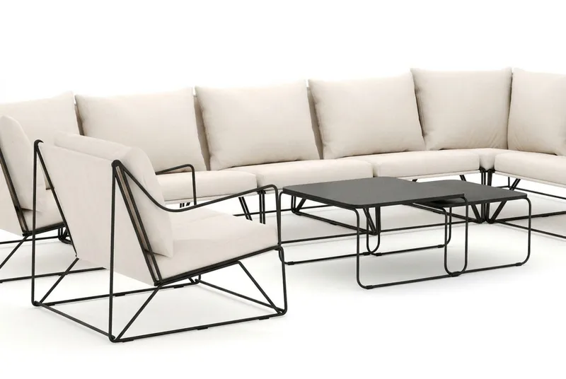 Usteryd utomhus L-soffa 8-sits vändbar med fåtölj - Svart/Beige - Utemöbler & utemiljö - Loungemöbler - Loungeset & loungegrupp